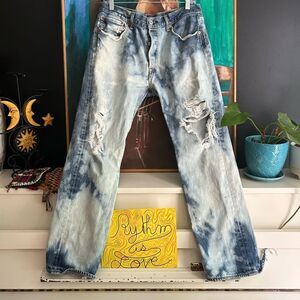 Levi's Tie-Dye Blue and White Relaxed Jeans 34"